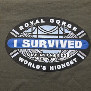 Vintage Delta Pro Weight Royal Gorge I Survived Bridge T-Shirt Men's L Green USA